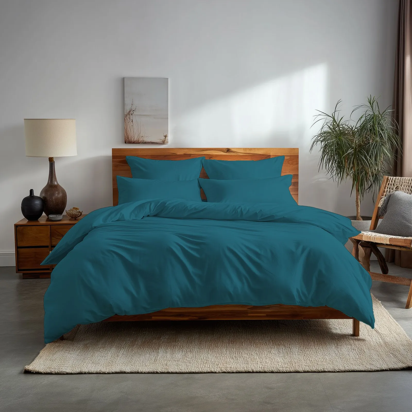 Snug City Plain Dyed Easy Care Polycotton Duvet Cover & Pillowcase/s Set Bed Linen in Teal