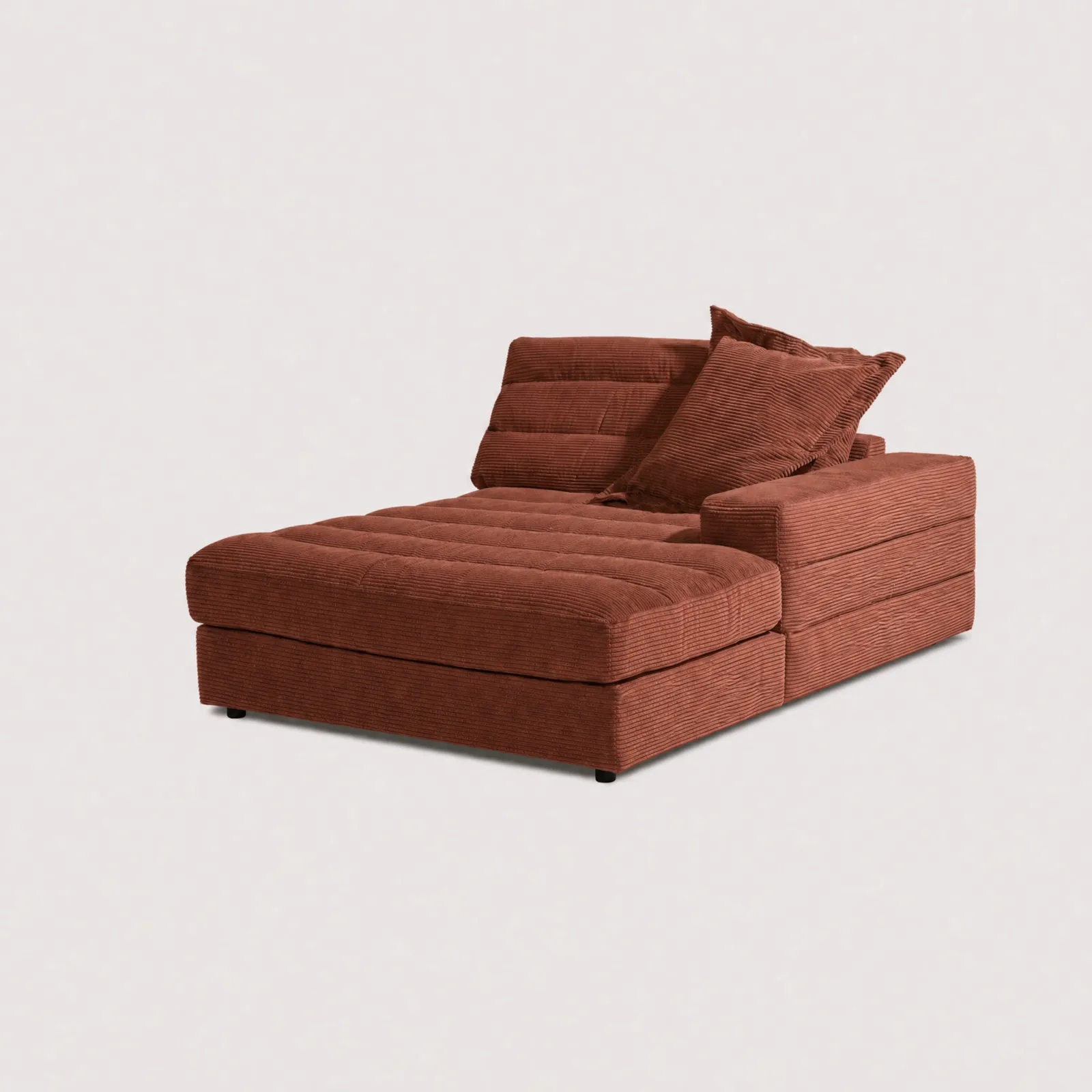 Twain Large Longchair Armrest Right Modular Sofa, Orange Fabric | Barker & Stonehouse 1