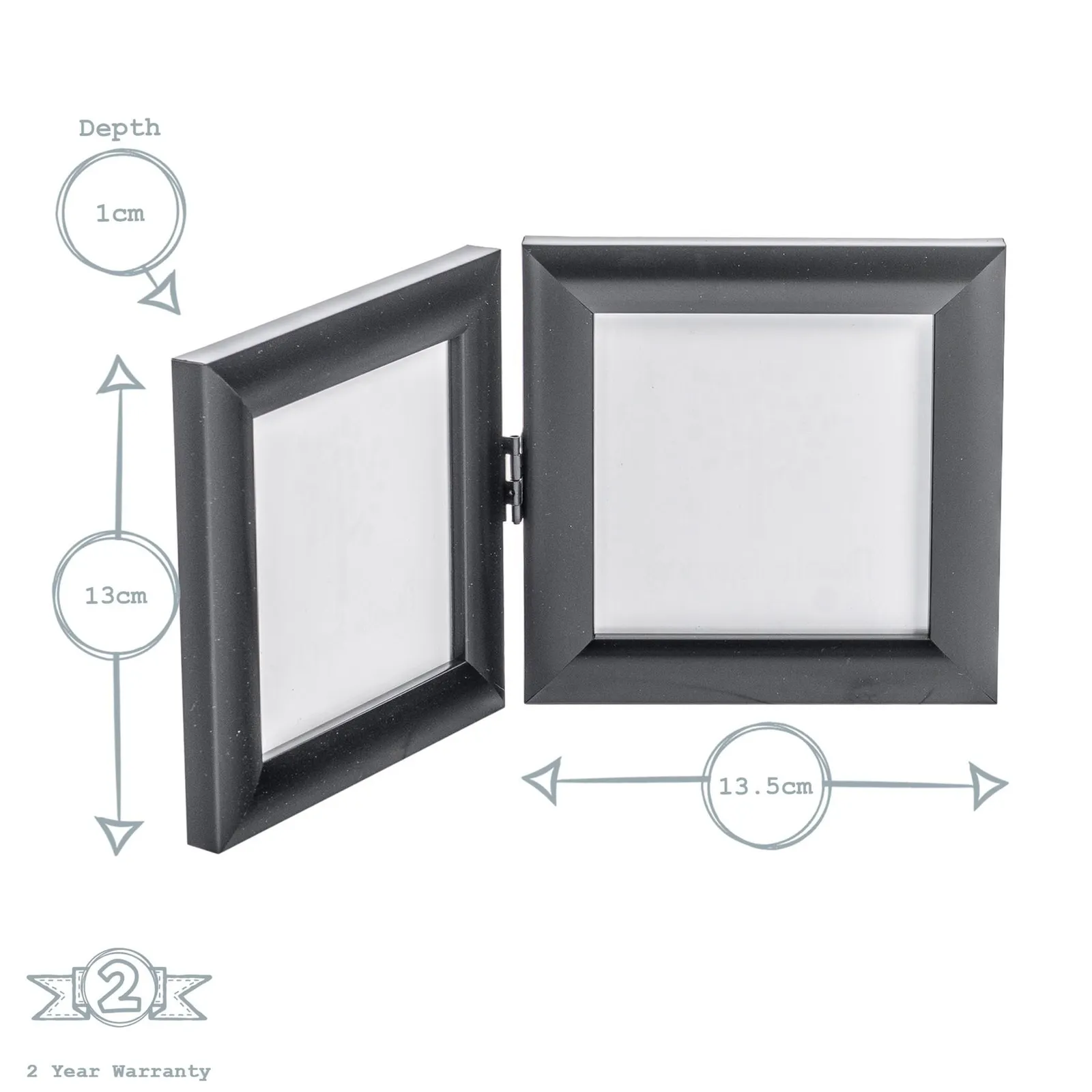 Nicola Spring Folding 2 Photo Frame - 4 x 4" - Pack of 1 in Black 3