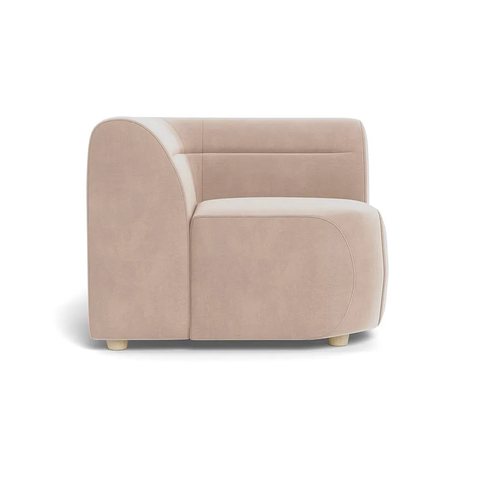 Heal's Lilli Connecting Corner Unit Smart Velvet Pebble Natural Beech Feet 1