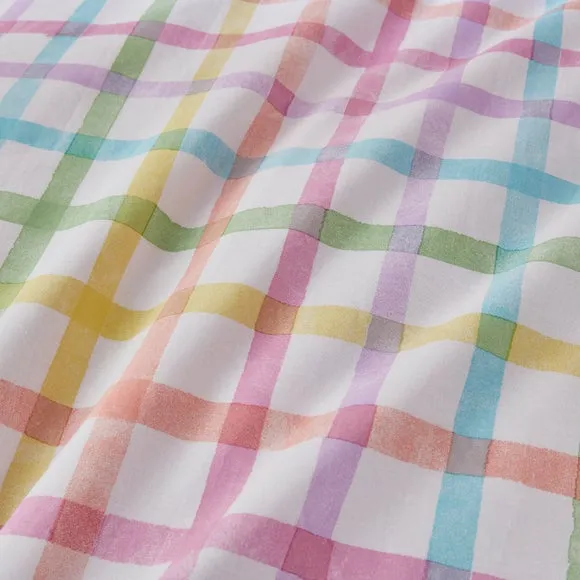 Rainbow Frilled Checked 100% Cotton Duvet Cover & Pillowcase Set 4