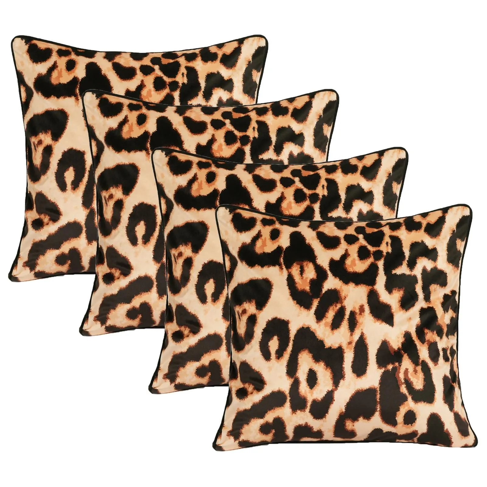 OHS 4 Pack Leopard Matte Velvet Cushion Covers in Natural
