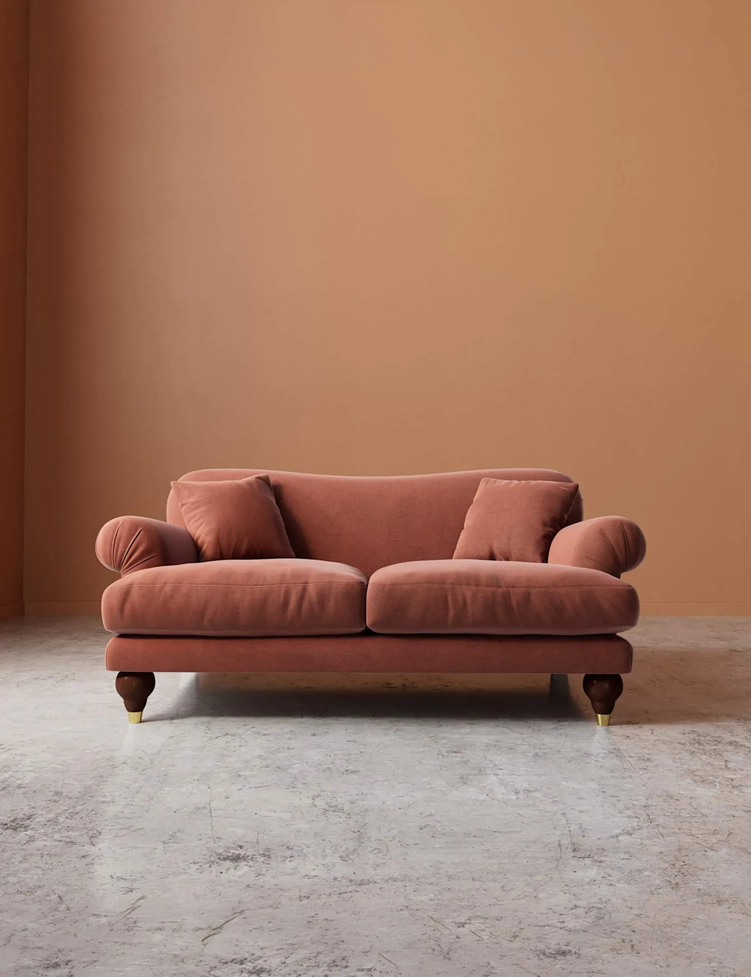 Swoon Willows Easy Velvet 2 Seater Sofa Brown