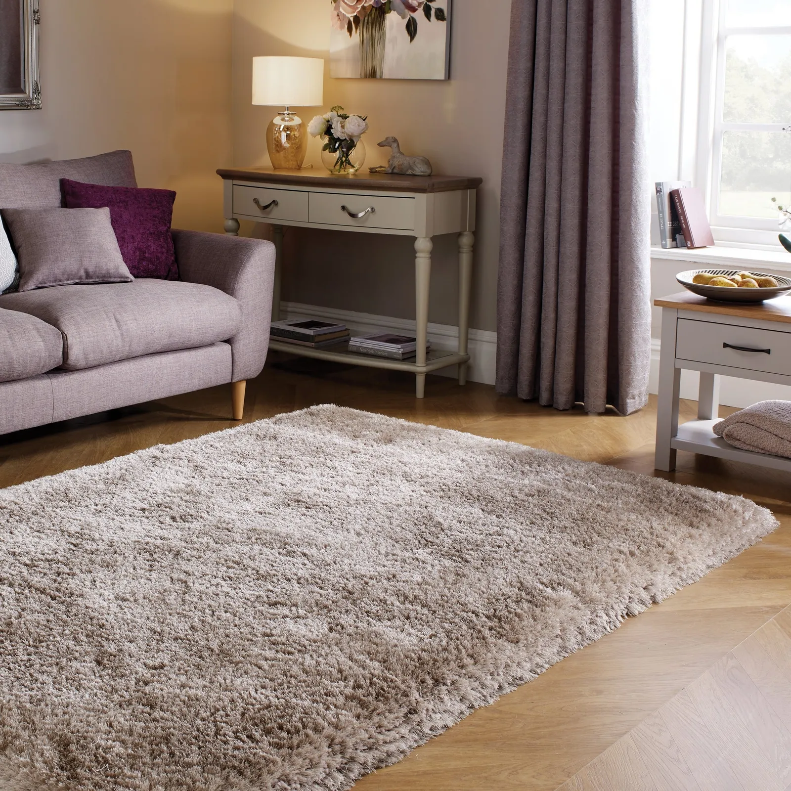 Jewel Shaggy Rug Brown and Grey