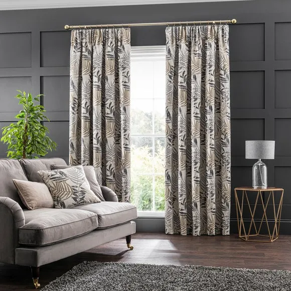 Leaf Jacquard Pencil Pleat Curtains 2