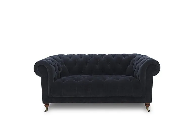 Columbus Fabric 2 Seater Sofa with Castors - Manhattan Indigo