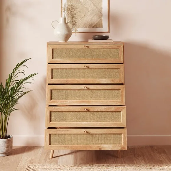 Jordyn 5 Drawer Chest, Mango Wood Effect 2