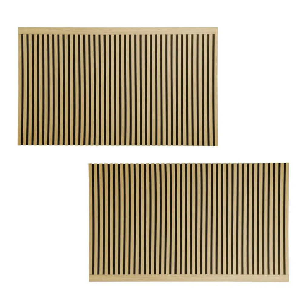 sweeek Headboard with decorative wood slats 160cm in Beige 2