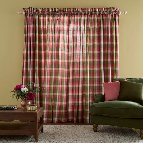 Vintage Gingham Frill Slot Top Curtains 4