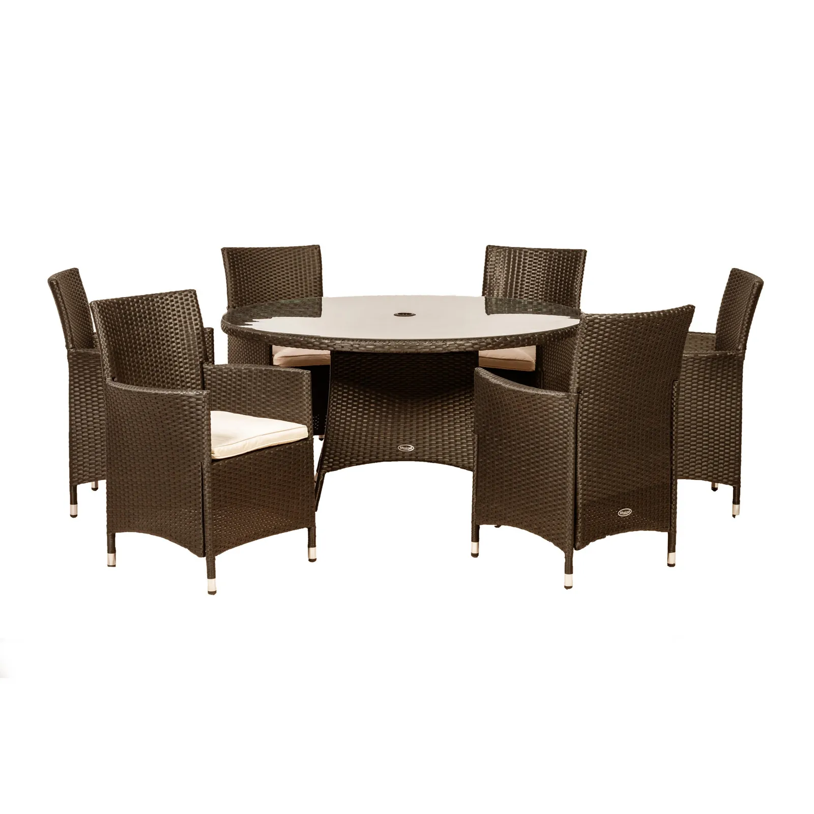 Cannes 6 Seater Mocha Round Dining Set Brown