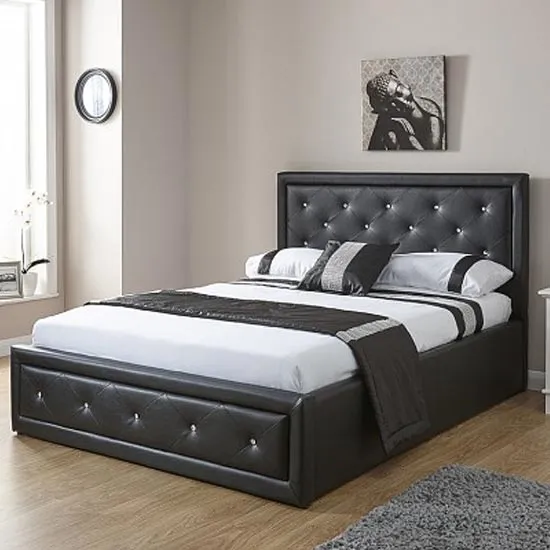 Hollywood Faux Leather King Size Bed In Black