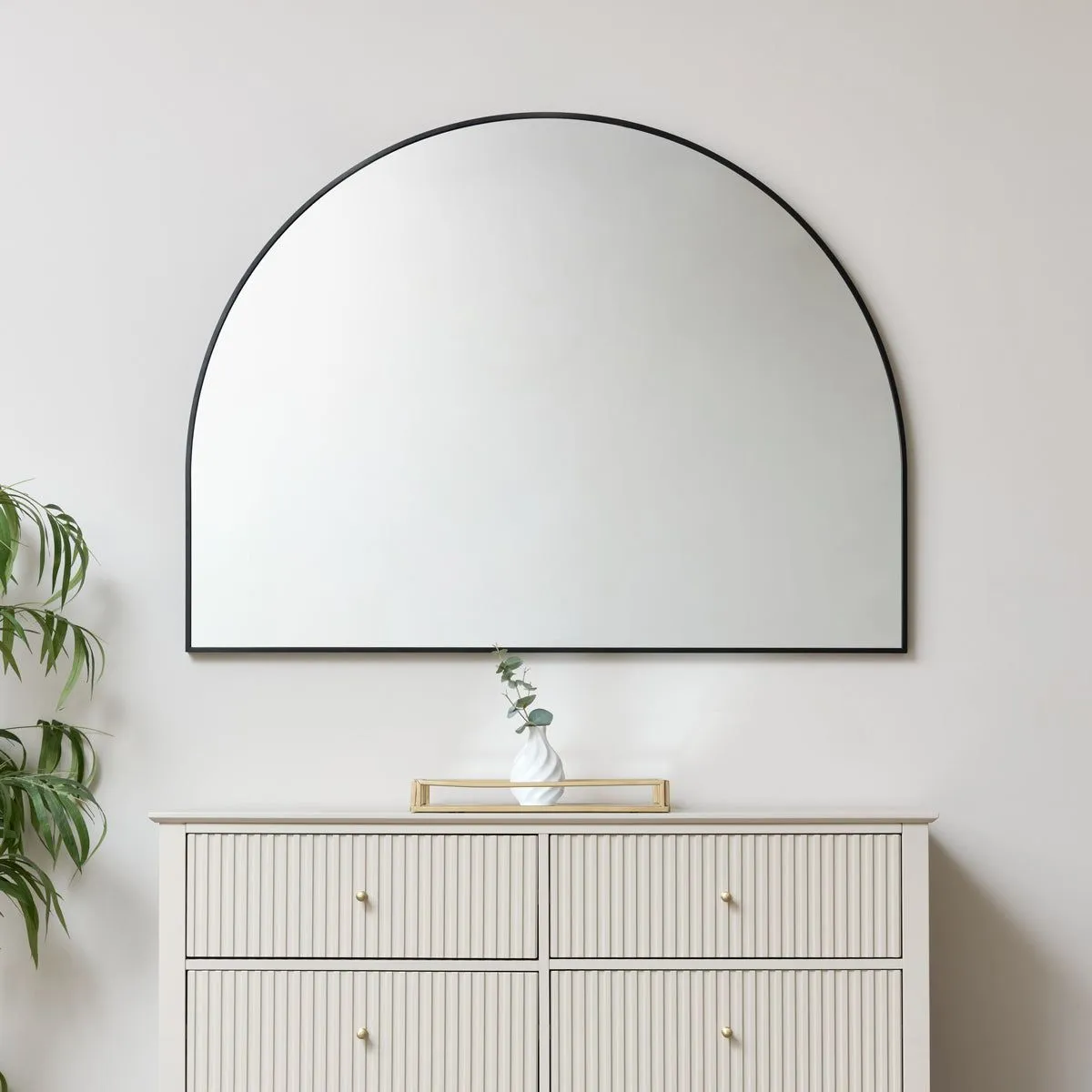 Melody Maison Large Black Arched Wall Mirror 90cm X 120cm