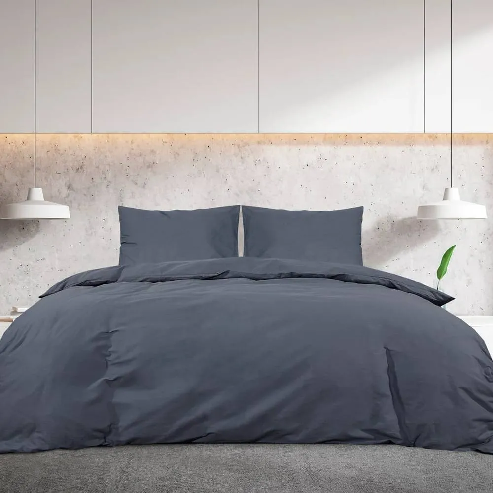 Berkfield Home Elegant Duvet Cover Set Anthracite 140x200 cm Light-weight Microfiber in Dark Grey