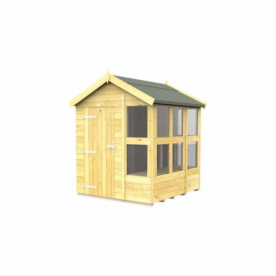 Buttercup Farm 6 x 6 Feet Apex Potting Shed - Wood - L187 x W175 x H217 cm in Brown