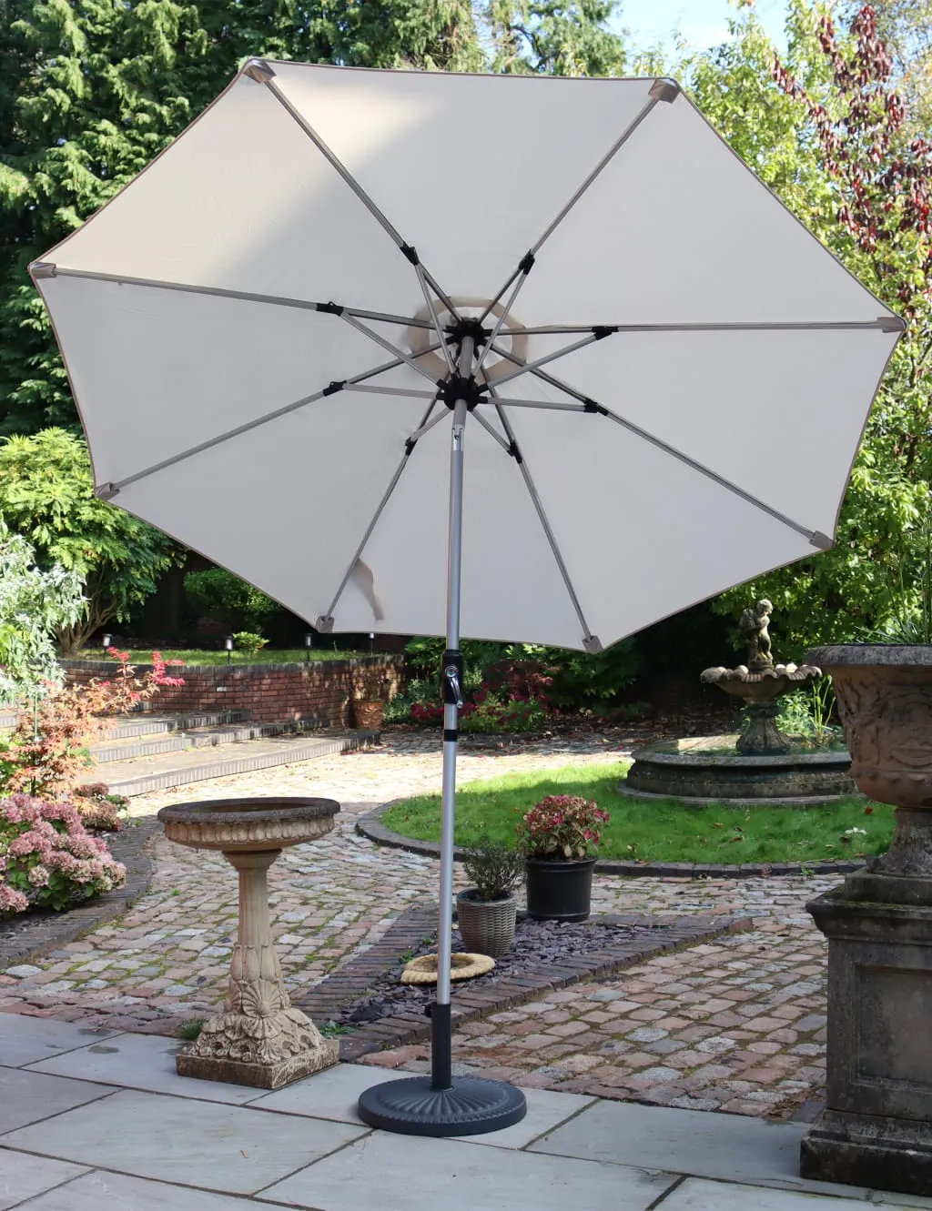 Royalcraft Crank and Tilt LED Strip Parasol Ivory