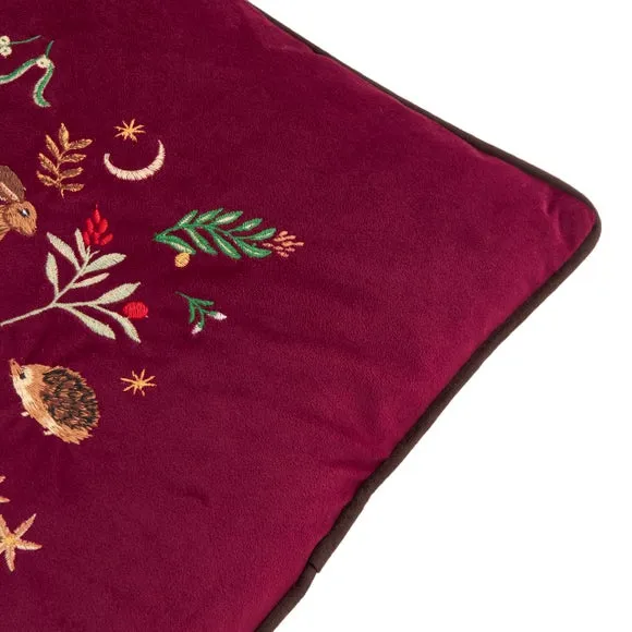 Furn Berry Woods Velvet Cushion Burgundy 45 X 45Cm, Red 5