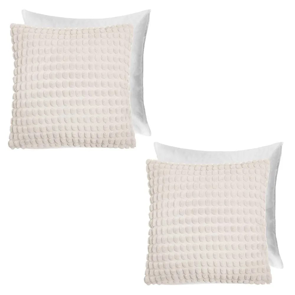 OHS 2 Pack Bobble Filled Cushion Covers Home Decor Set in Cream