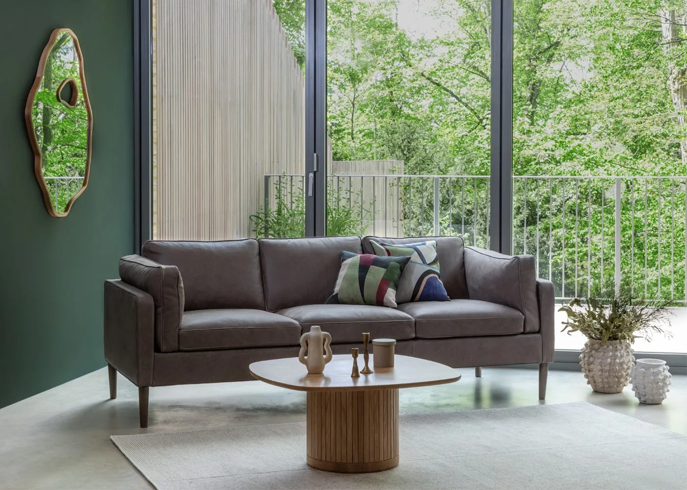 Heal's Sonno Armchair Siena Cotton Pistachio Walnut Feet 2