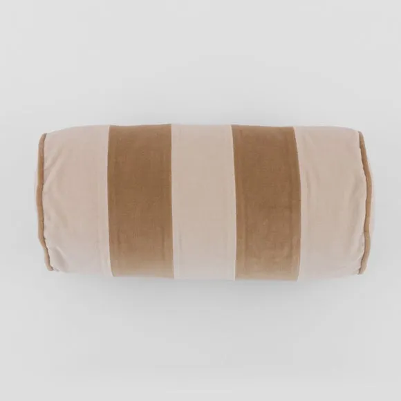 Clara Striped Cotton Velvet Bolster Cushion 5