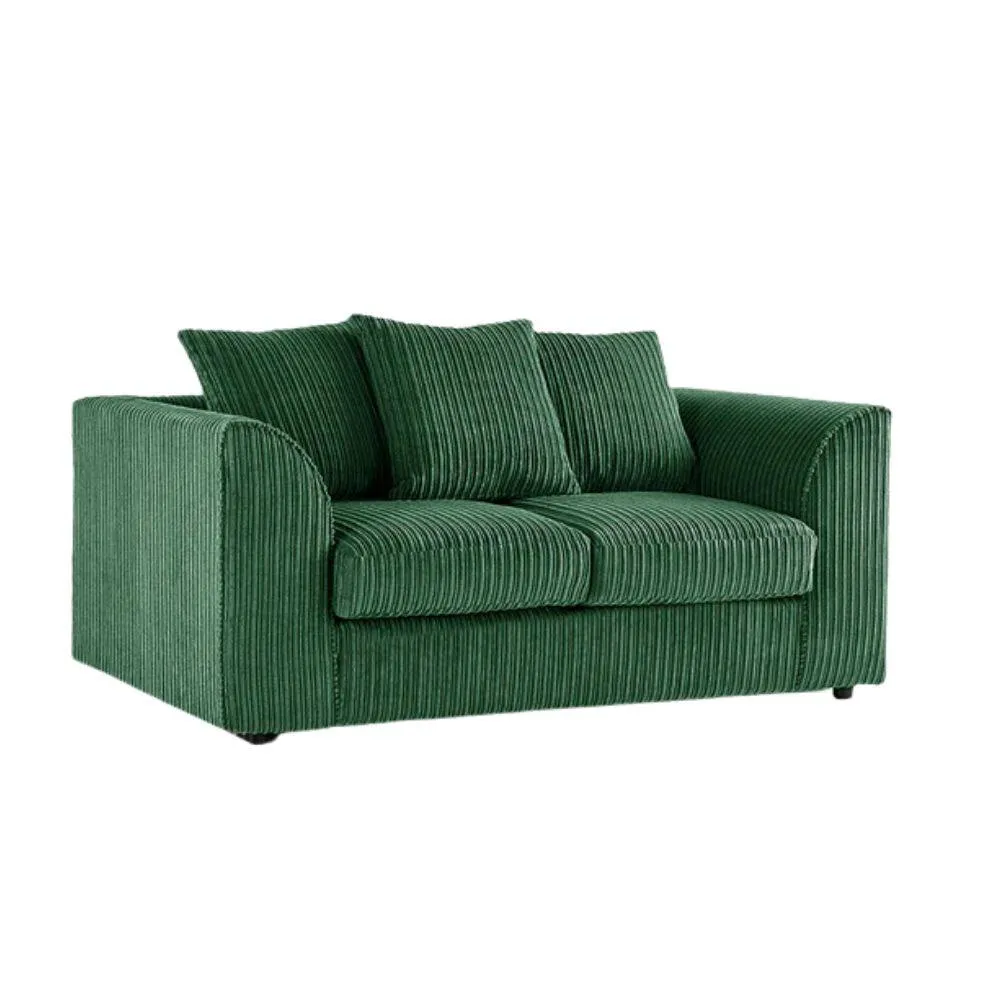 Bliss Furniture 2 Seater Scatter Back Sofa with Soft Jumbo Cord Fabric in Green Colour