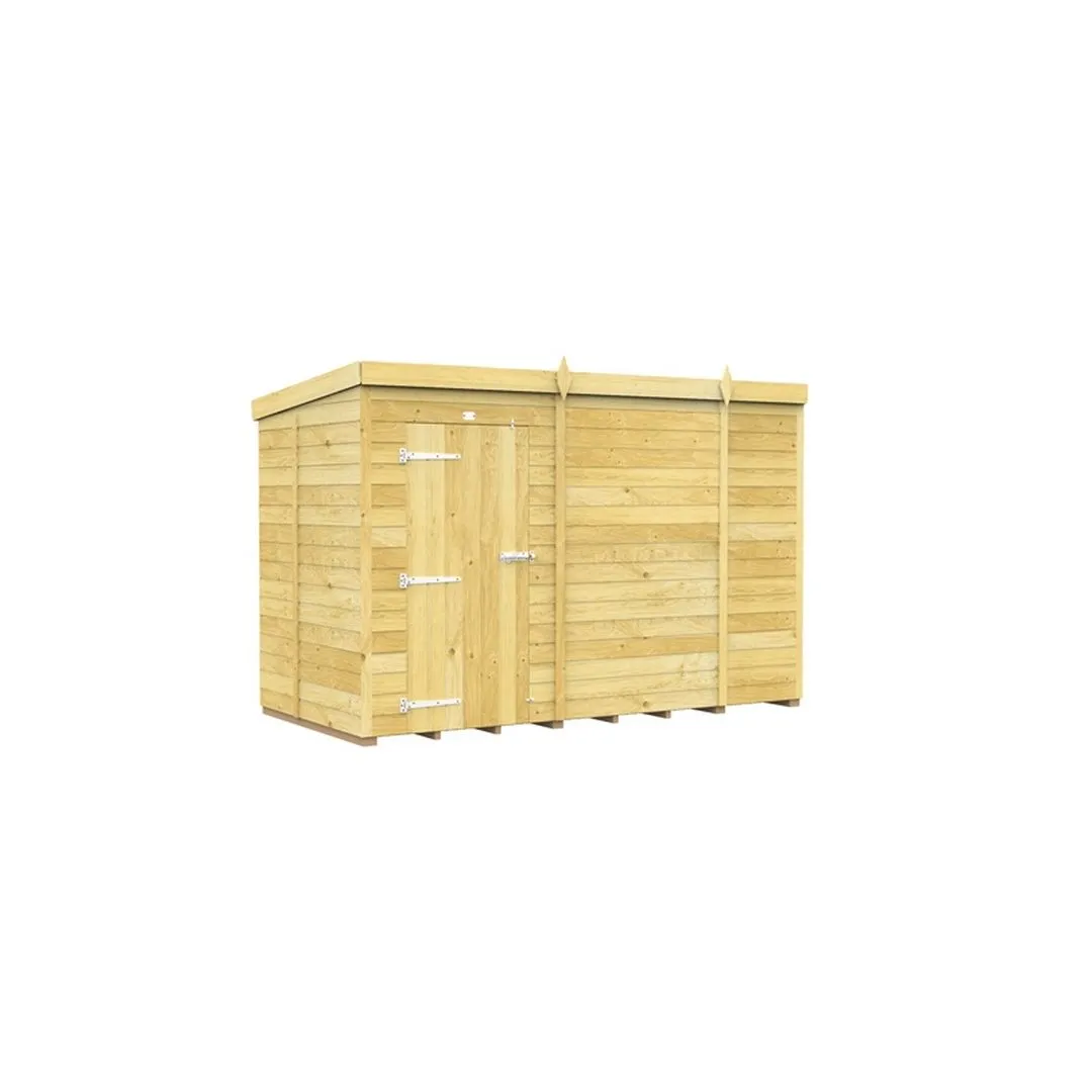 Buttercup Farm 10 x 5 Feet Pent Shed - Single Door W/O Window - L147 x W302 x H201 cm in Brown