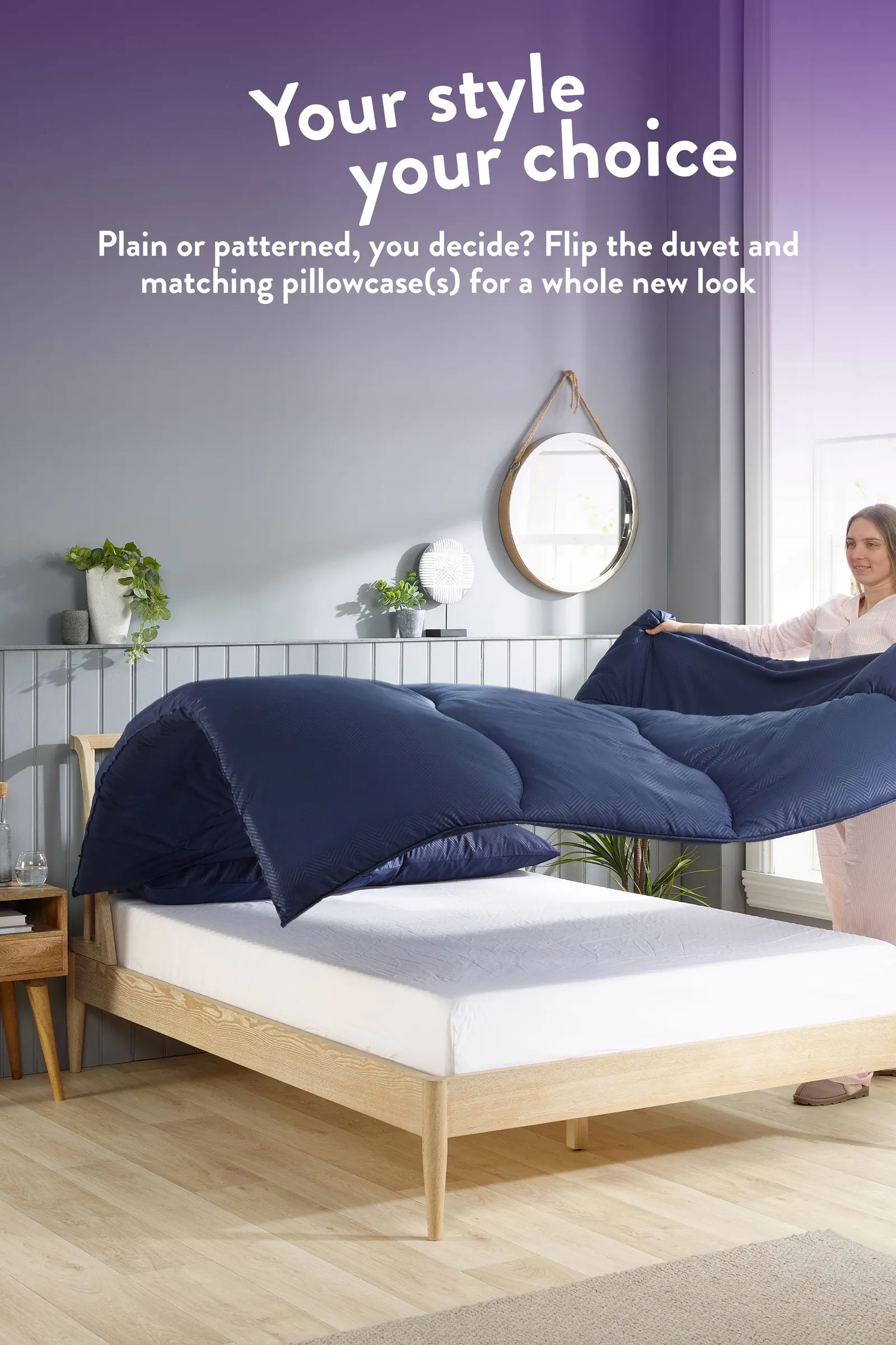 Slumberdown Coverless Comfort Herringbone Navy 10.5 Tog Duvet 3