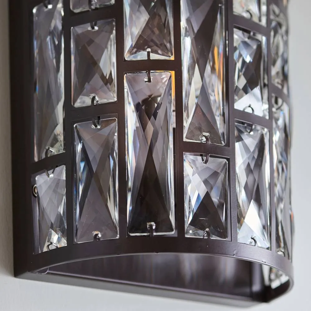 Netlighting Belle 1 Light Indoor Wall Light Dark Bronze with Crystal E14 in Brown 5