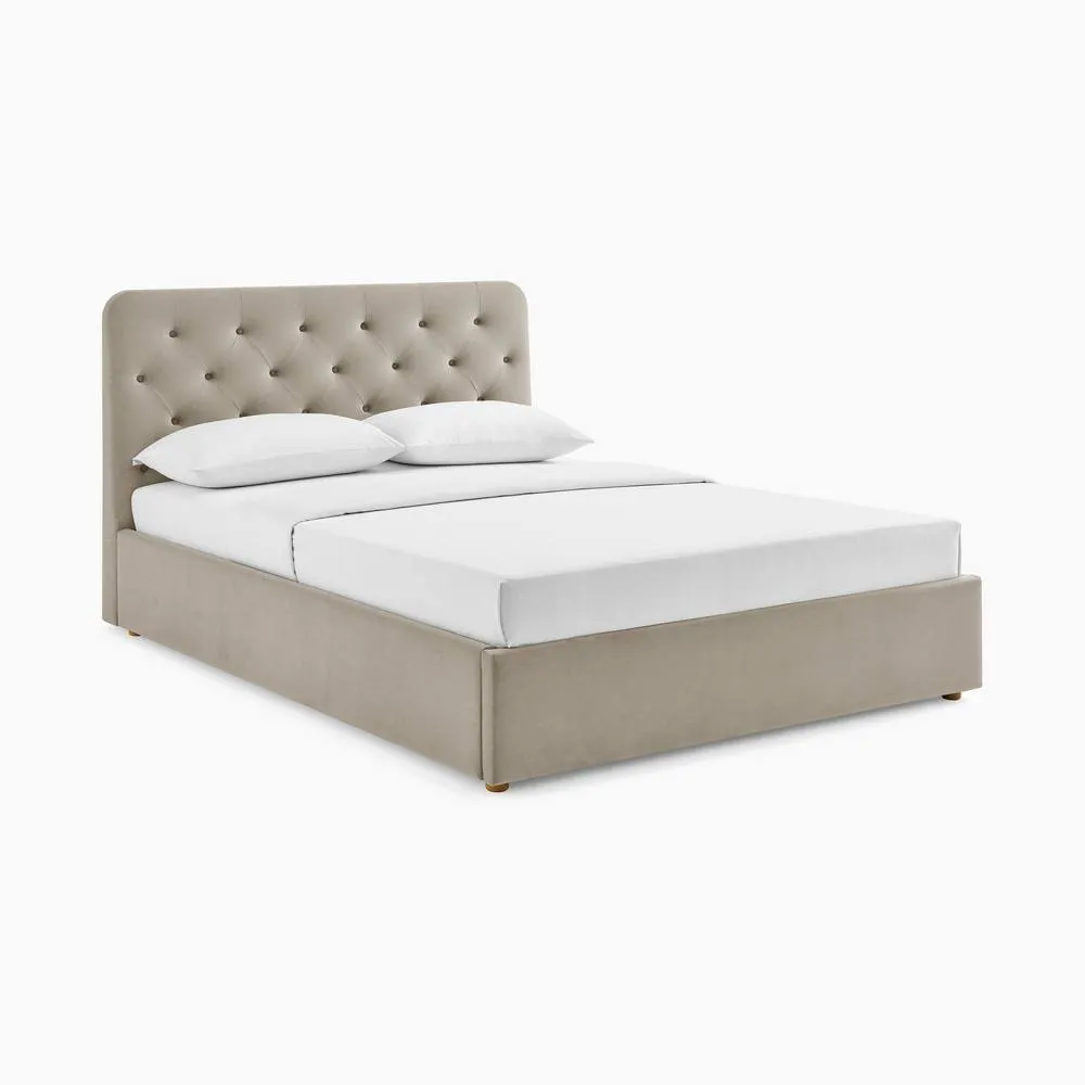 FurnitureboxUK Hayden Taupe Velvet Ottoman Double Bed Frame in Beige 2