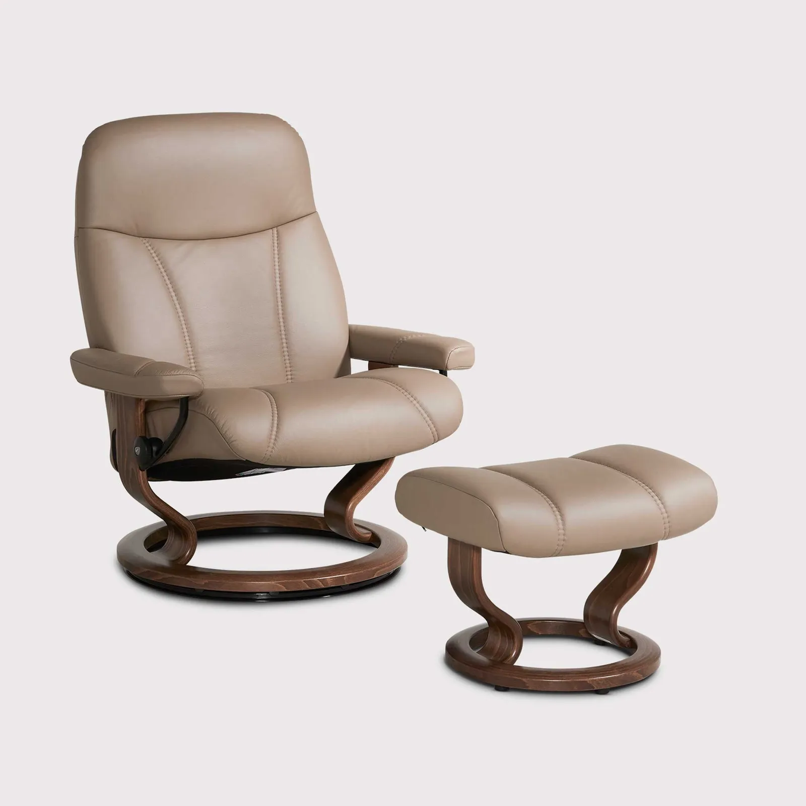 Stressless Consul Large Recliner Chair & Stool, Brown Leather | Barker & Stonehouse
