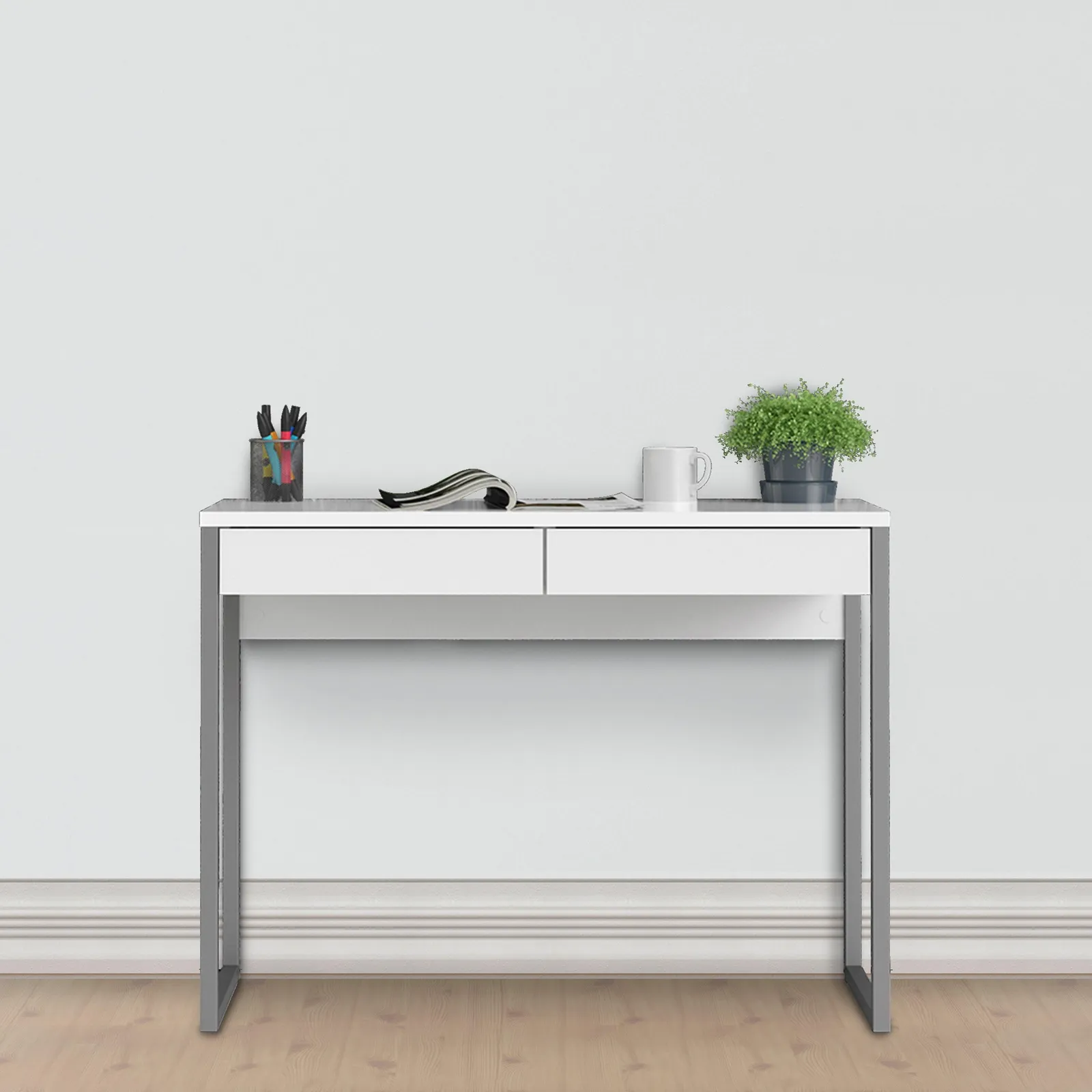 Furniture To Go Function Plus Desk 2 Drawers High Gloss in White 5