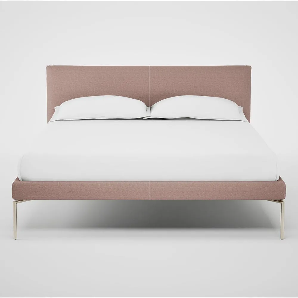 Heal's Matera Bed Double Siena Cotton Dusky Pink Stainless Steel Foot