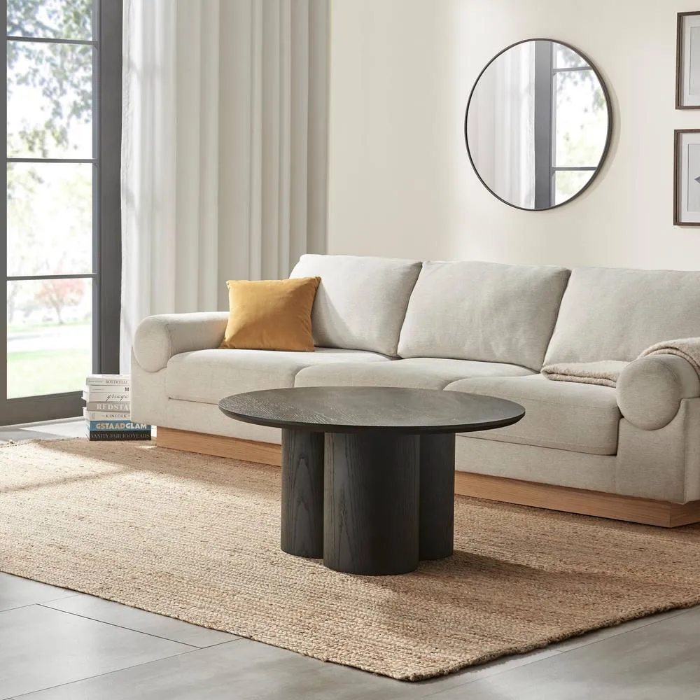 FurnitureboxUK Sutton Round Black Veneer Wood Coffee Table 3