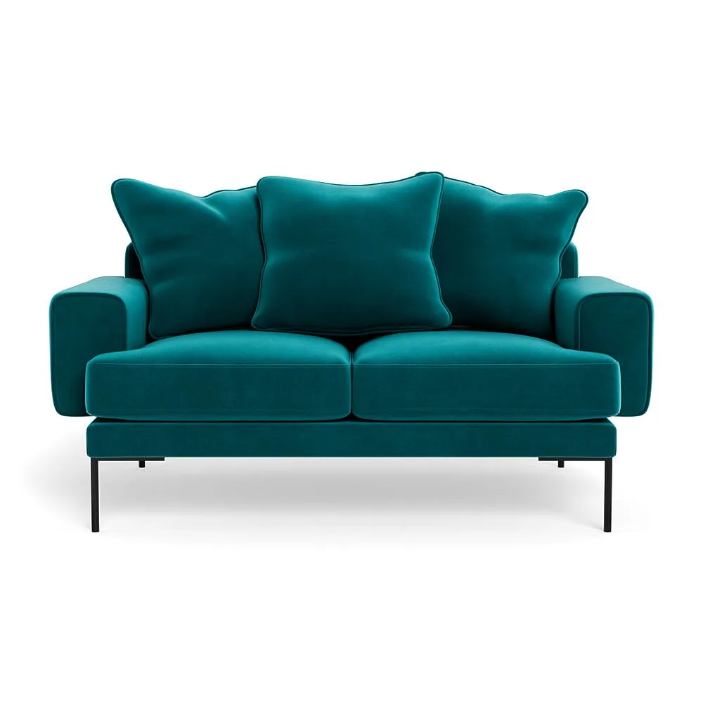 Heal's Torrington 2 Seater Sofa Smart Velvet Petrol Black Feet 1