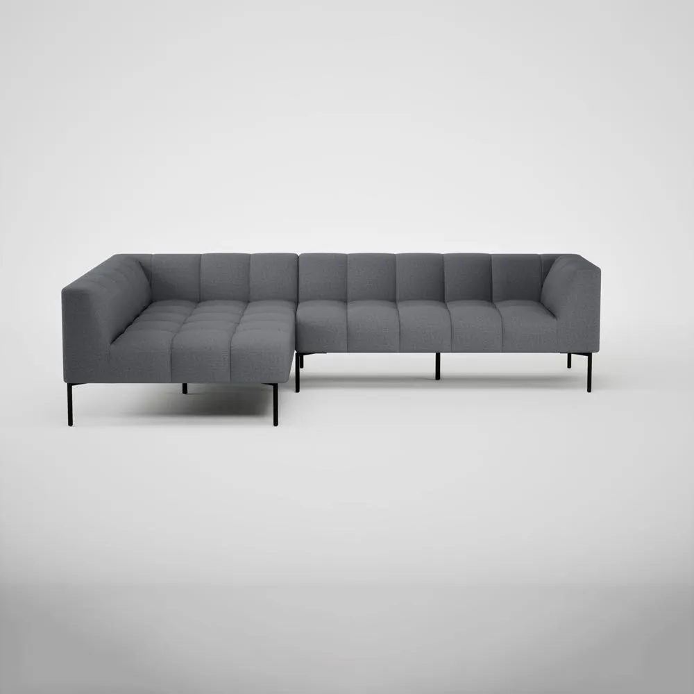 Heal's Quadro Left Hand Facing Chaise Sofa Siena Cotton Shale Grey Black Feet