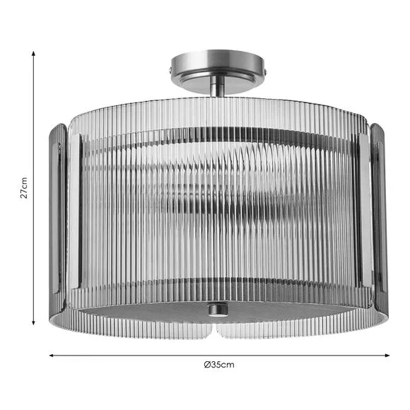 Veneto Ribbed 3 Light Semi Flush Ceiling Light 6