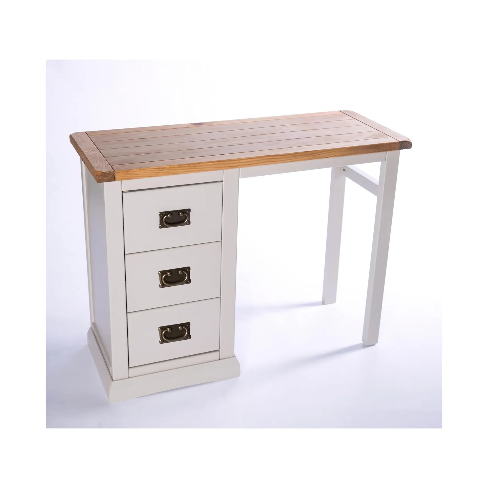 Cabinet Bits Loreo 3 Drawer Desk - Dressing Table Brass Drop Handle in Light Grey 2