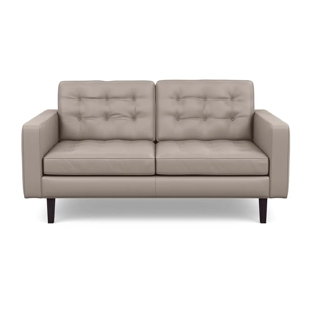 Heal's Hepburn 2 Seater Sofa Leather Grain Light Grey 060 Wenge Feet