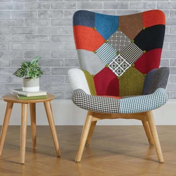 Sloane Patchwork Occasional Armchair with Footstool 3