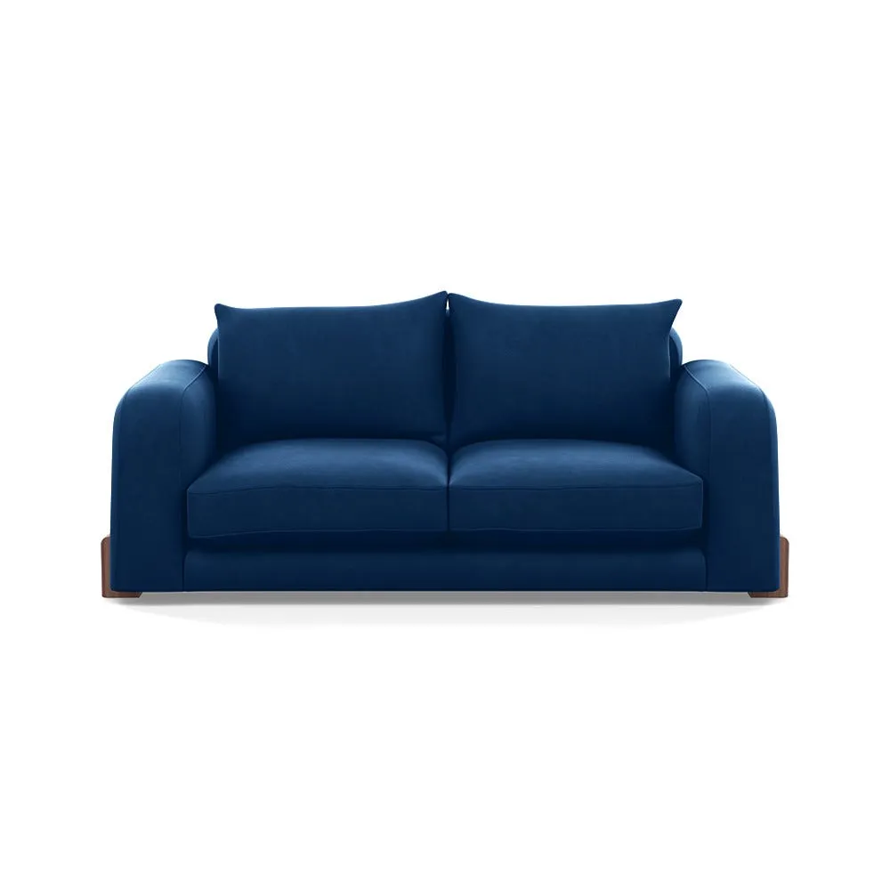 Heal's Nuvola 3 Seater Sofa Velvet Petrol Walnut Stained Feet 1