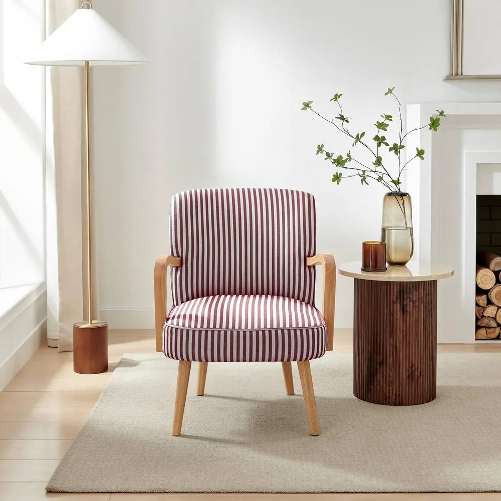 FurnitureboxUK Sylvie Accent Chair with Oak Effect Legs in Raspberry 2