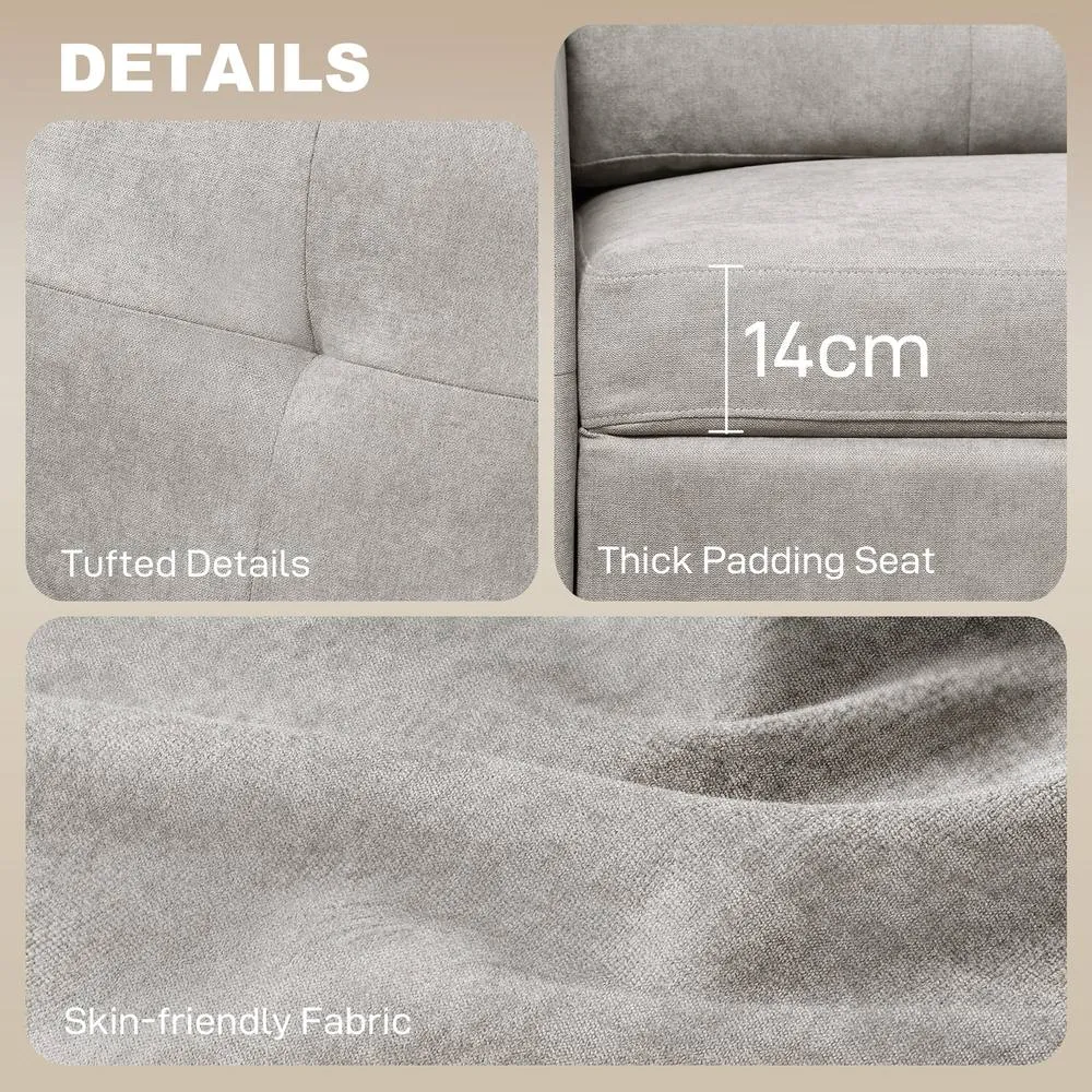 HOMCOM Linen-Look L-Shaped Sofa Bed with Storage Bed Sleeper Flat Studio in Grey 6