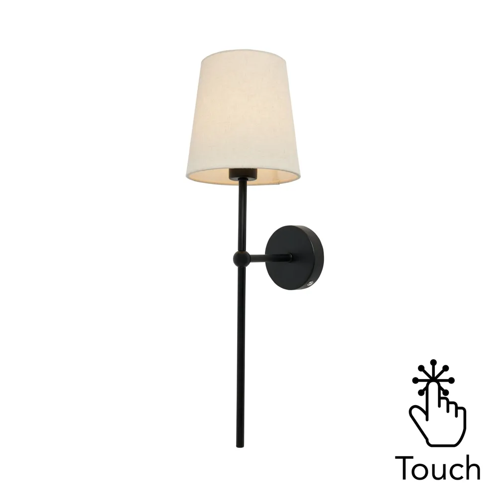 Tamsin Rechargeable Shaded Wall Light, Black