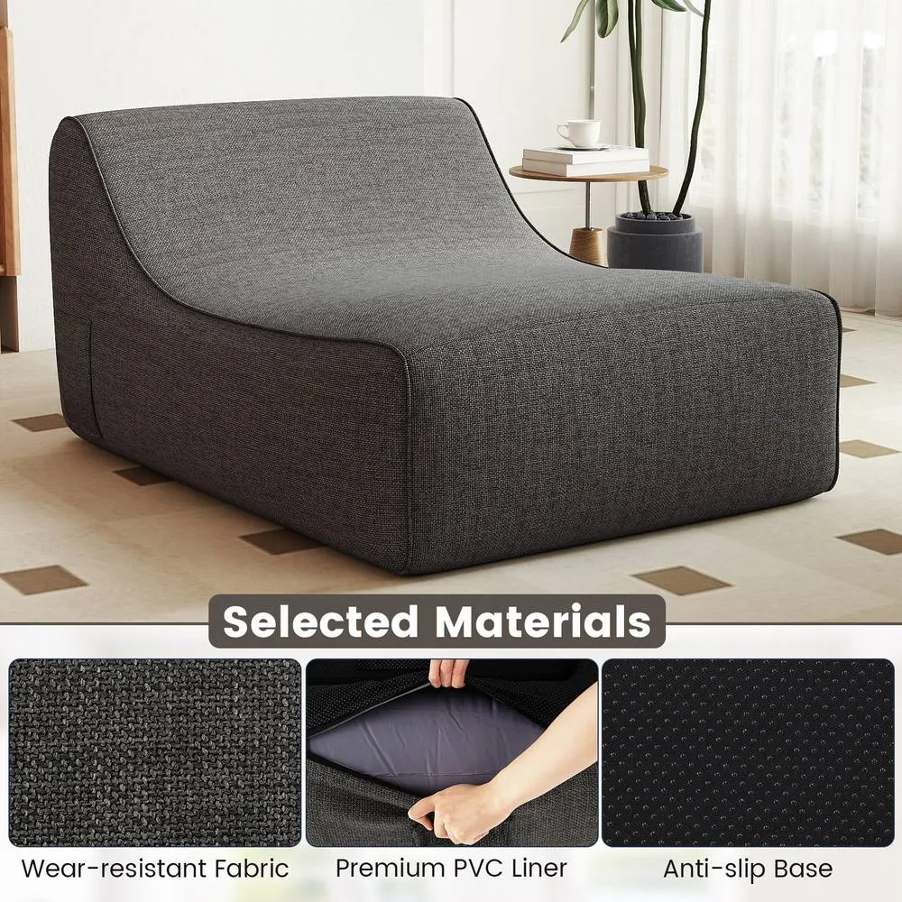 Costway Inflatable Lounge Chair Ergonomic Blow Up Lazy Sofa w/Detachable Cover in Grey 3