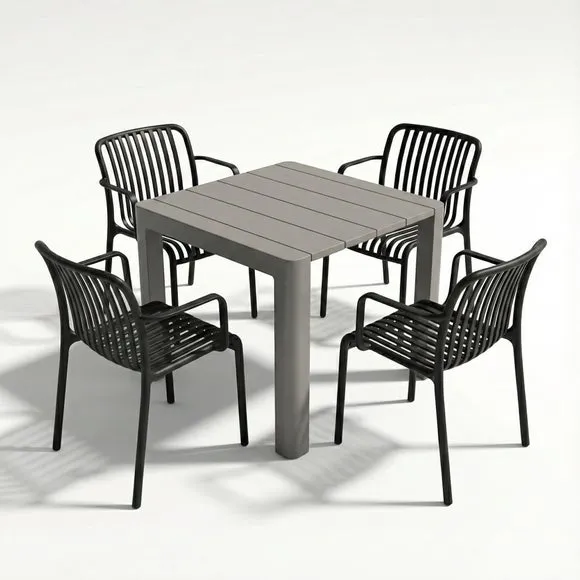 Modura Henrik Square Dining Table with 4 Alma Armchairs 2