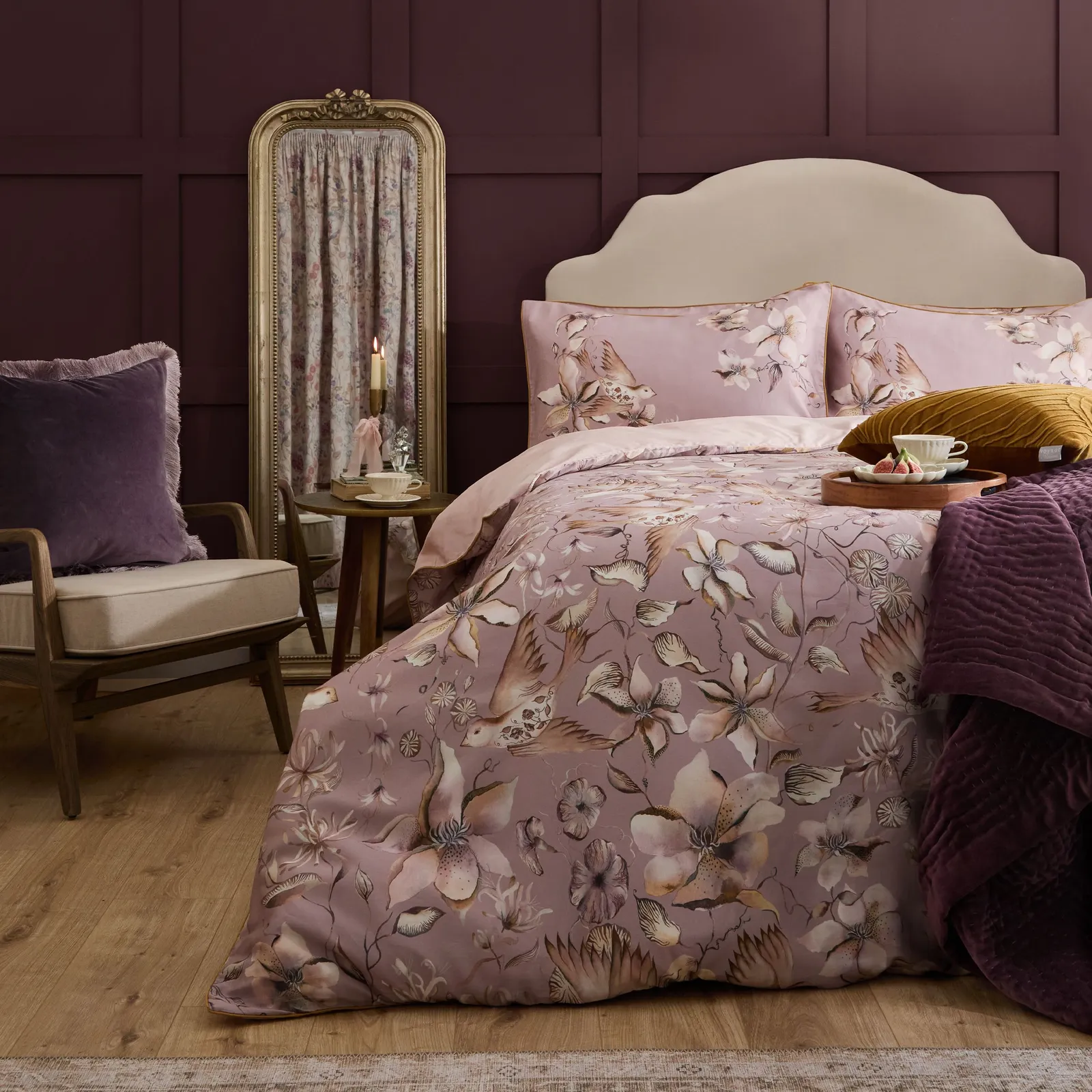 Voyage Maison Floella Printed Piped Duvet Cover Set in Purple 5