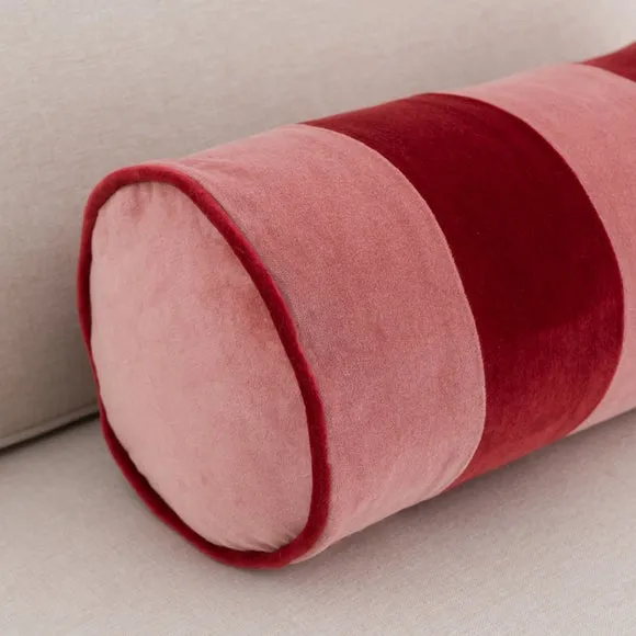 Clara Striped Cotton Velvet Bolster Cushion 6