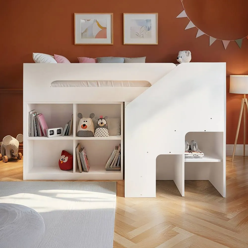 Flair Quinn Staircase Mid Sleeper Bed with Storage in White 2