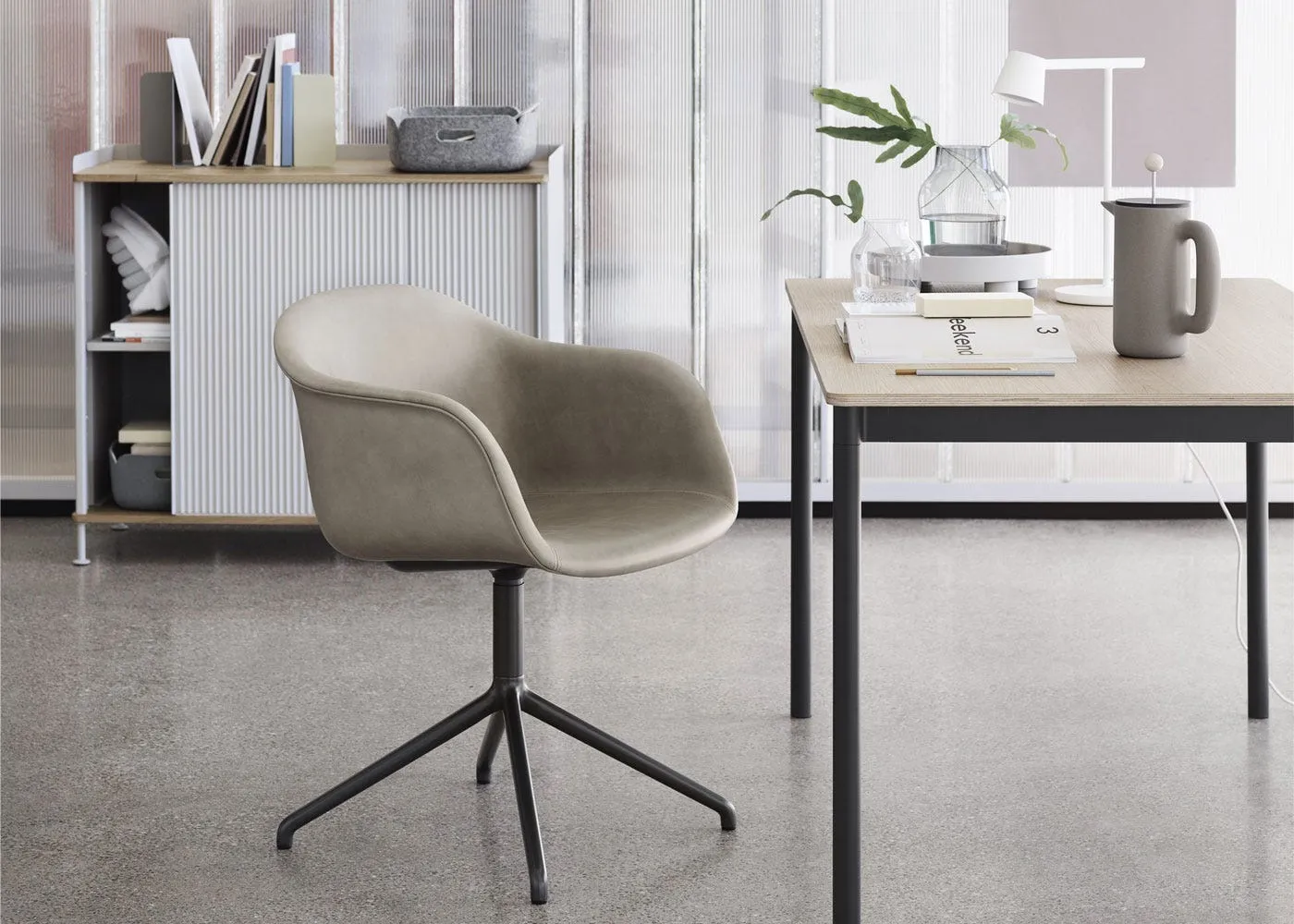 Muuto Enfold Tall Sideboard Dusty Green and Oak 2