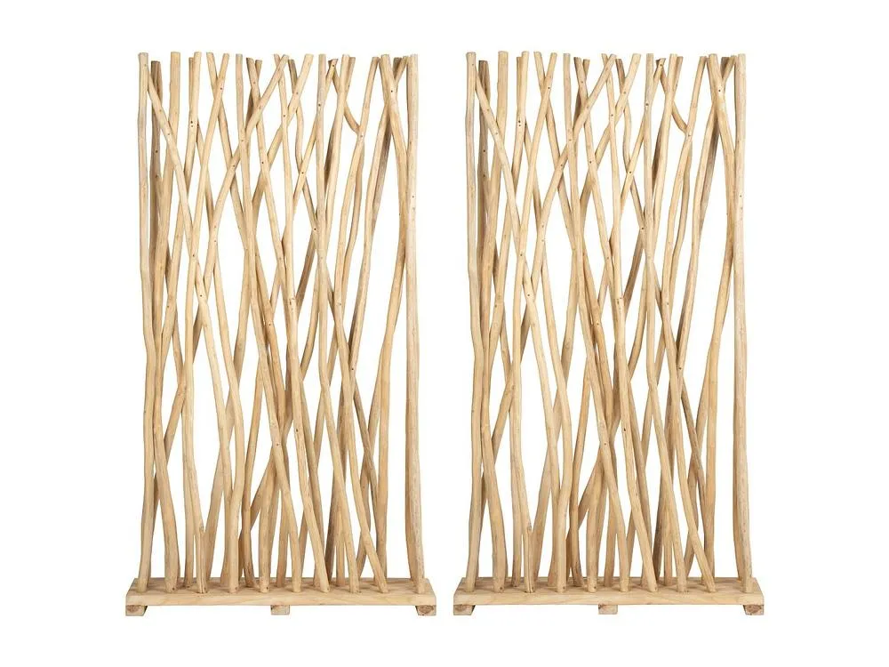 Vente-unique Set Of 2 Teak Wood Room Dividers - W. 100 X D. 25 X H. 180 Cm in Light Oak 2