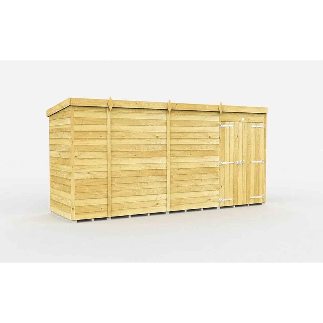 Buttercup Farm 13 x 4 Feet Pent Shed - Double Door W/O Window - L118 x W387 x H201 cm in Brown